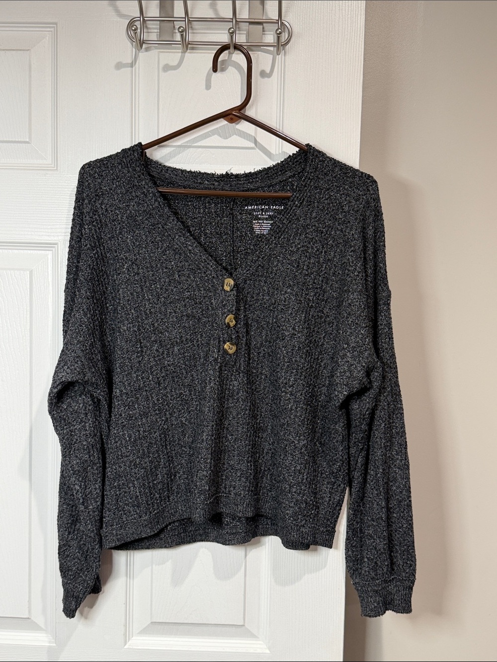 American Eagle Charcoal Gray Knit Sweater